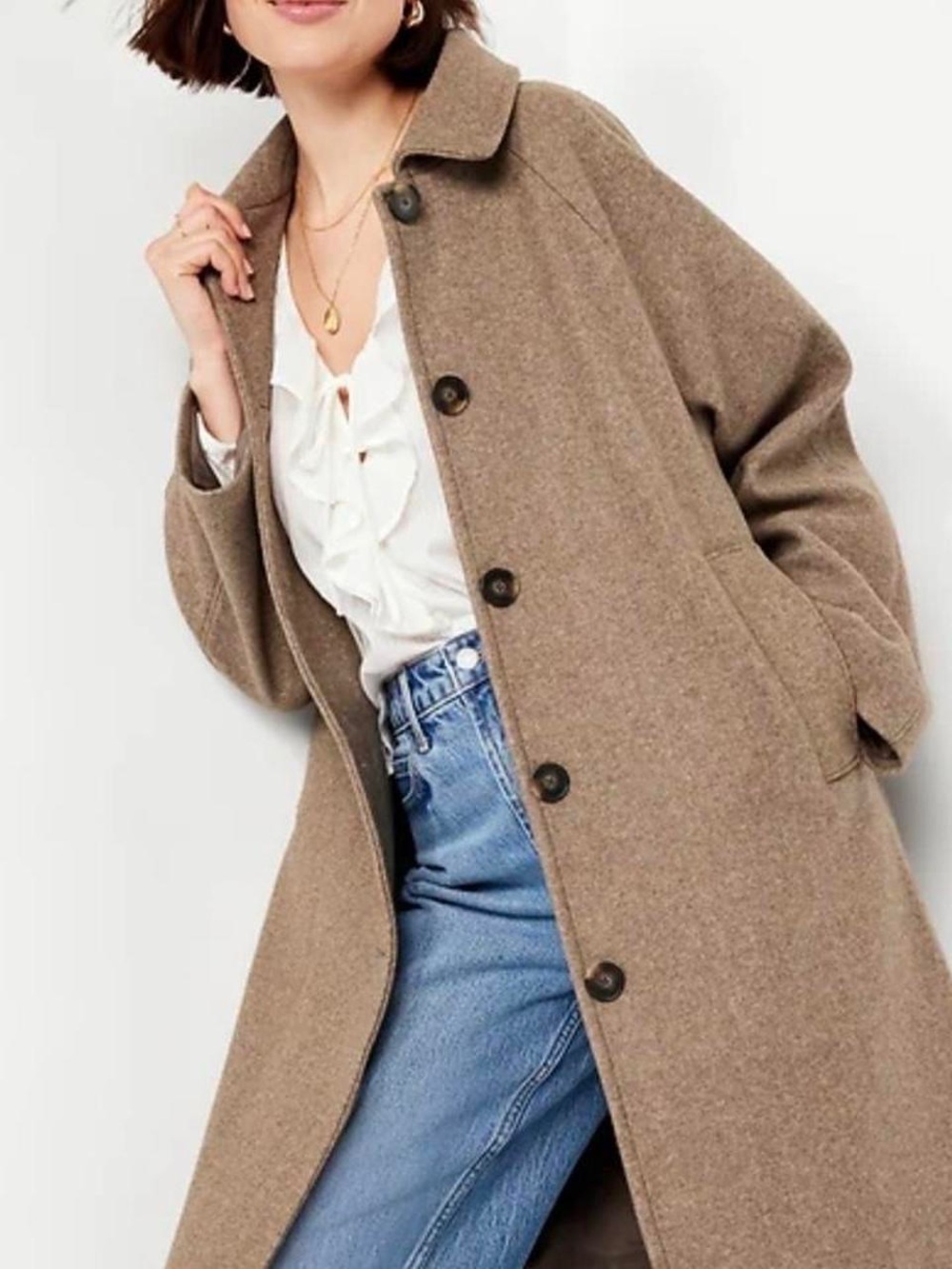 Old Navy Brown Car Coat Women’s XL Oversized Button Front